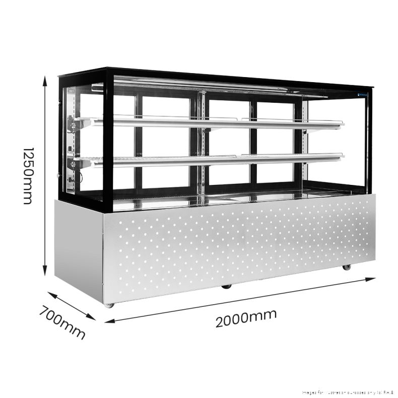 Bonvue SG200FA-2XB chilled food display with dimensions: 1250 mm high, 2000 mm wide and 700 mm deep