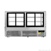 Bonvue SG200FA-2XB rear view showing two pairs of sliding glass doors for staff access, the ventilation grille and control panel in the base