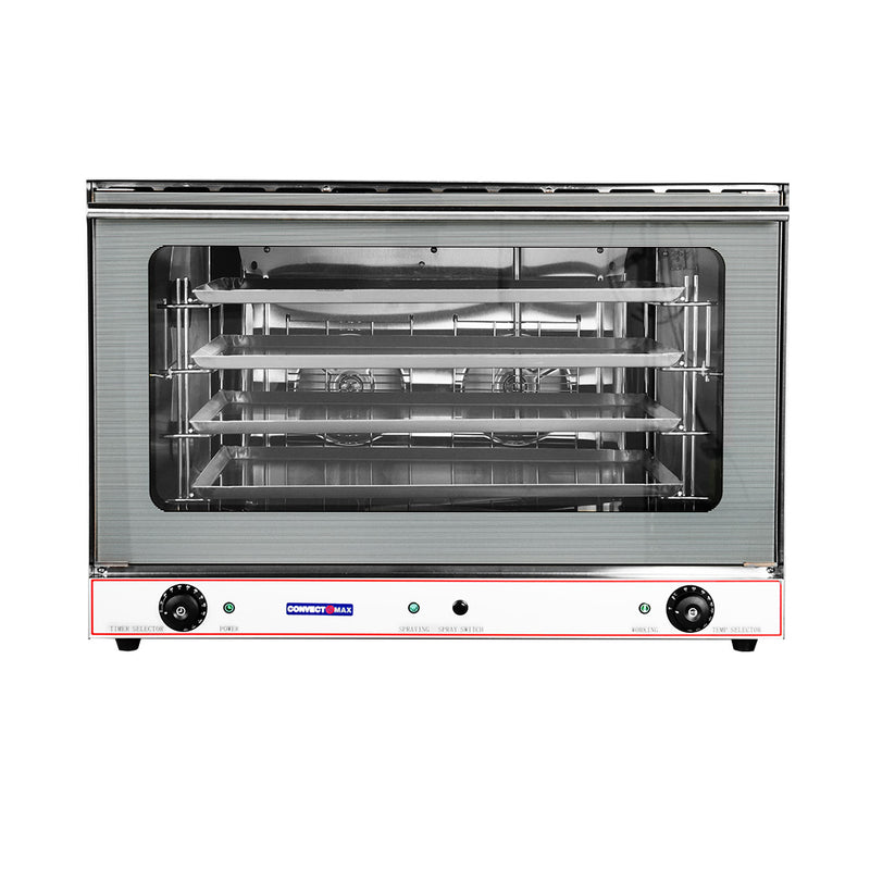 ConvectMax YXD-8A/15E heavy duty steam convection oven, front view with four 600x400 trays visible through the glass door