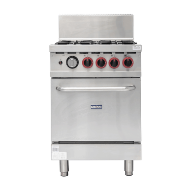 Gasmax GBS4TS 4 burner natural gas range with oven, front view