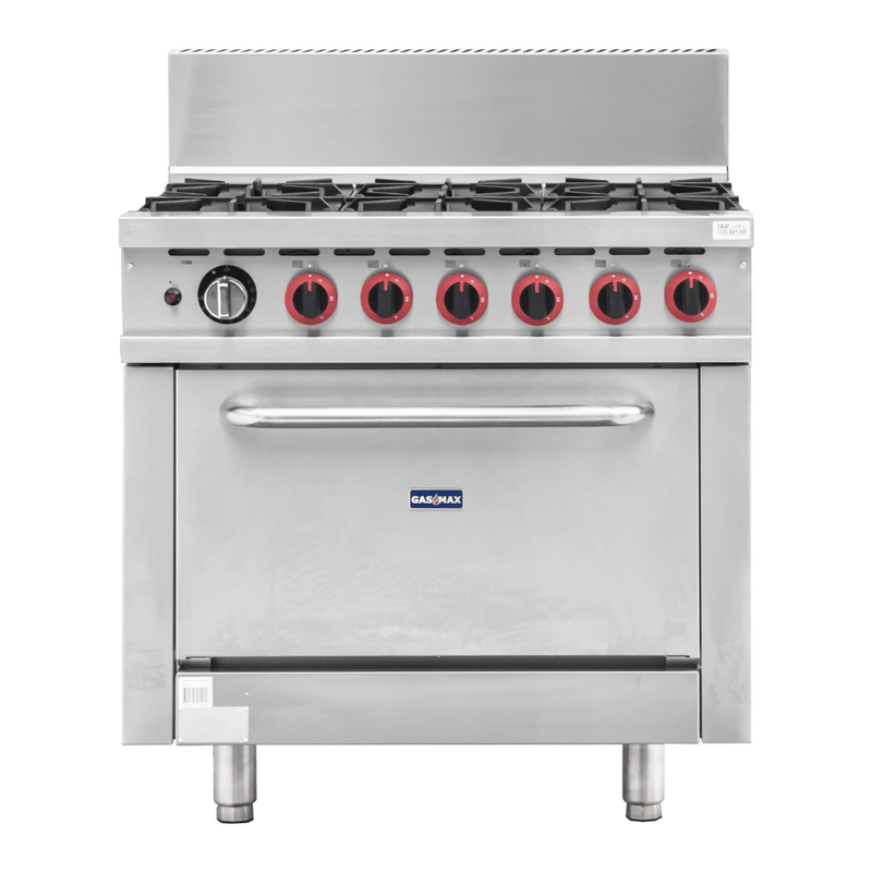 Gasmax GBS6TSLPG 6 burner LPG range with oven, front view