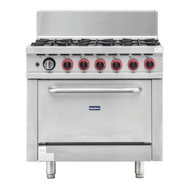 Gasmax GBS6TSLPG 6 burner LPG range with oven, front view