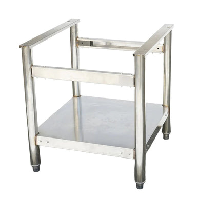 Gasmax QR-48-SEN stainless steel stand with solid undershelf, angled view, to suit the QR-48E and QR-48ELPG char grills