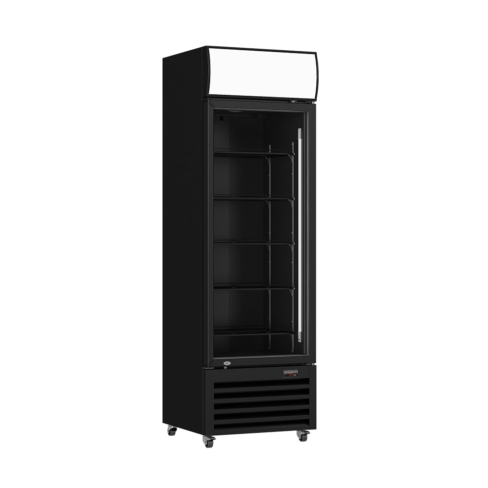 Thermaster Single Glass Door Black Colourbond Upright Drink Fridge - LG-540BP