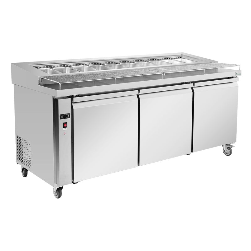 Thermaster PWB200 three door deluxe pizza prep bench