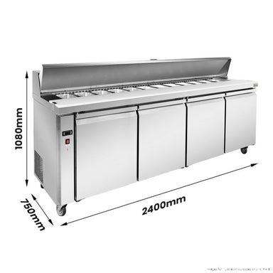 Thermaster SLB240 four-door sandwich bar with dimensions: 1080 mm high, 2400 mm wide and 750 mm deep