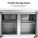 Thermaster SLB240 with doors open showing the stainless steel interior with one wire shelf plus floor storage in each section