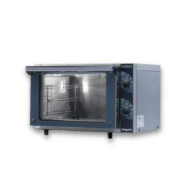 Tecnodom Nerino TD-3NE compact convection oven, angled view showing the compact stainless steel body