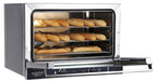 Tecnodom Nerone EKO TDE-3B 600x400 bakery tray convection oven, angled view of bread rolls on all three 600x400 trays