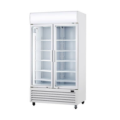 Thermaster LG-1000P white two glass door drink fridge front view