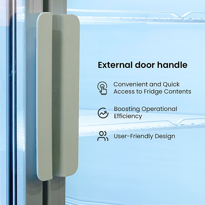 Thermaster LG-1000P white two glass door drink fridge external door handle