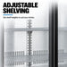 Thermaster LG-208SC close-up of the adjustable wire shelves inside, captioned set shelf heights to suit your drinks