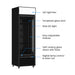 Thermaster LG-540BP black single glass door drink fridge features – LED light box, tempered glass door and adjustable shelves
