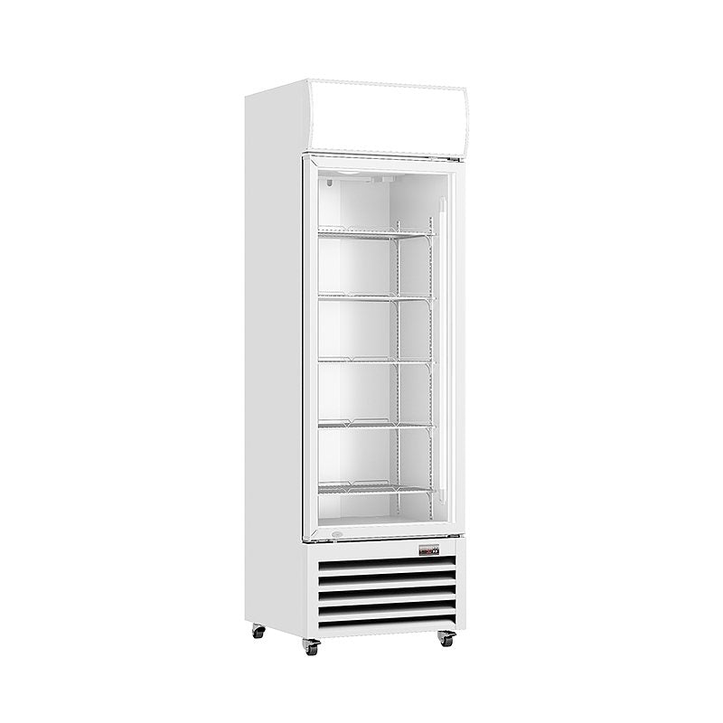 Thermaster LG-540P white single glass door drink fridge front view