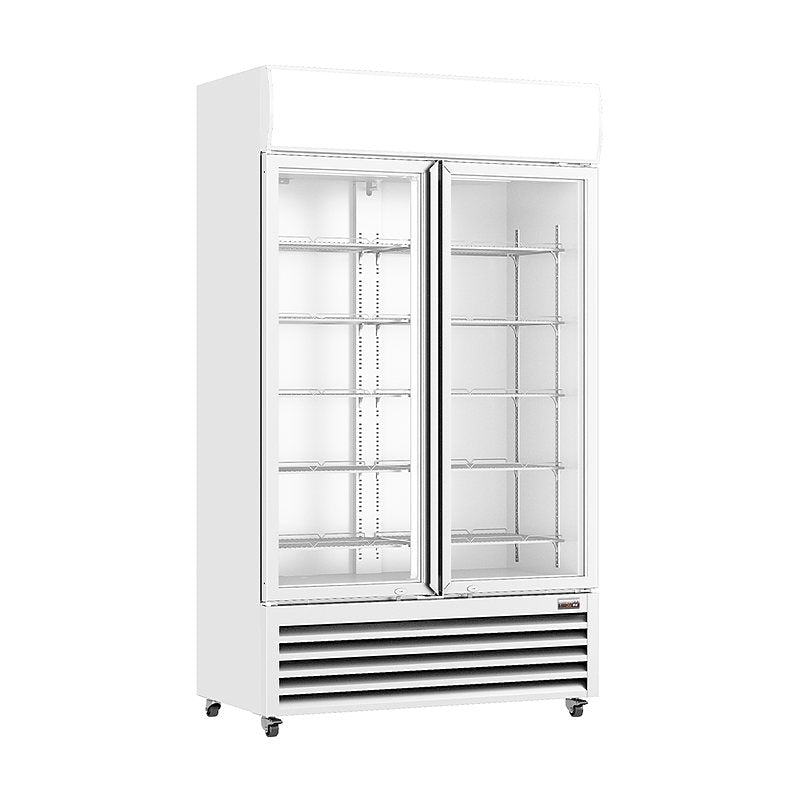 Thermaster LG-730P white two glass door drink fridge front view