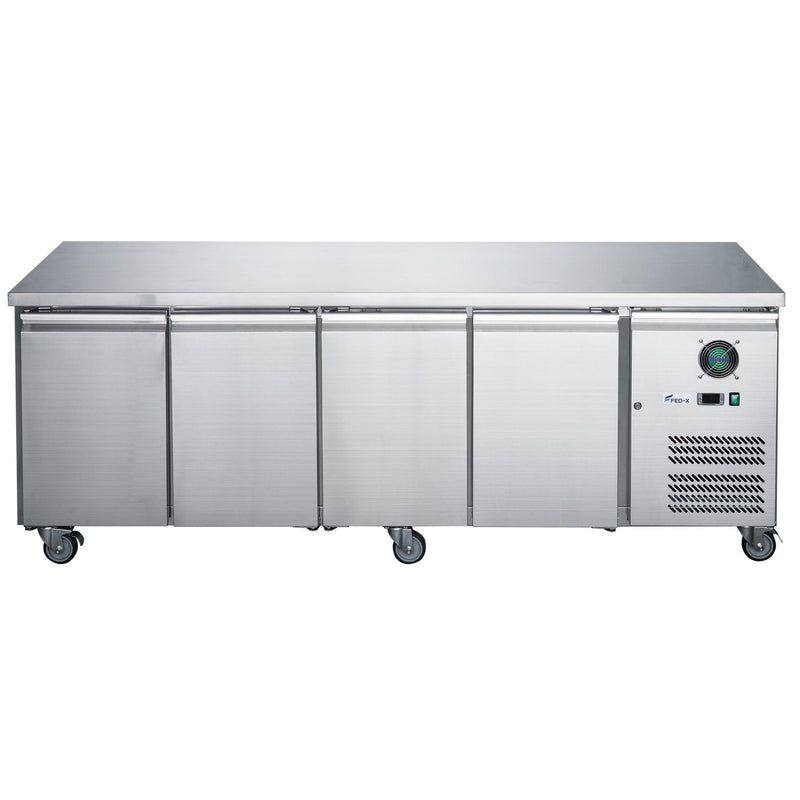 FED-X XUB6C22S4V stainless steel four door bench fridge
